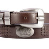 Auburn Tigers Men's Braided Leather Belt. Auburn Gift. Tigers Belt. War Eagle. Brown Braided Full Grain Finish With Metal Emblem Conchos.