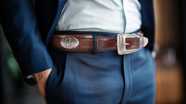 Oklahoma Sooners Men's Collegiate Leather Belt. Sooners Gift. Oklahoma Belt. Brown Croc Pattern Full Grain Finish With Metal Emblem Conchos.