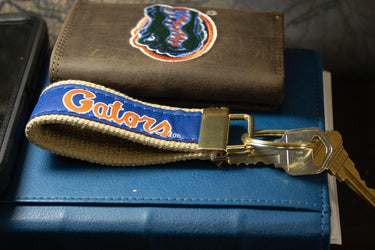 Florida Gators Collegiate Woven Ribbon Key Chain. University of Florida Key Fob. UF Gators Gift. Brass Clasp and O-Ring.