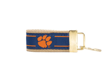 Clemson Tigers Collegiate Woven Ribbon Key Chain. Clemson University Key Fob. Clemson Tigers Gift. Brass Clasp and O-Ring.