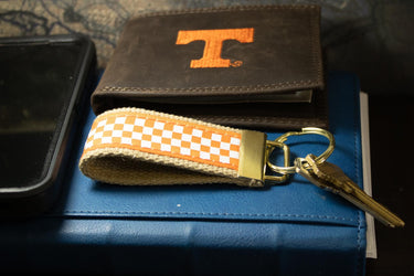 Tennessee Vols Collegiate Woven Ribbon Key Chain. University of Tennessee Key Fob. UT Vols Gift. Brass Clasp and O-Ring.