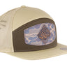 Lab Hand Burnished Full Grain Old School Camo Brown Leather Patch Hat. 7-Panel Modern Flat Bill Cap. Richardson 168 Trucker Snapback Hat.
