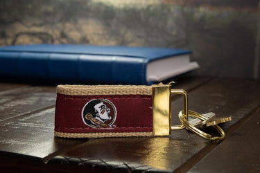 Florida State Seminoles Collegiate Woven Ribbon Key Chain. FSU Key Fob. Florida State Gift. Noles Key Ring. Brass Clasp and O-Ring.
