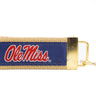 Ole Miss Rebels Collegiate Woven Ribbon Key Chain. Ole Miss Key Fob. Ole Miss Gift. Hotty Toddy Key Ring. Brass Clasp and O-Ring.