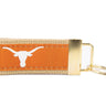 Texas Longhorns Collegiate Woven Ribbon Key Chain. University of Texas Key Fob. UT Longhorns Gift. Hook 'Em Merch. Brass Clasp and O-Ring.