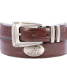 Alabama Crimson Tide Men's Collegiate Leather Belt. Alabama Gift. Bama Belt. Brown Croc Pattern Full Grain Finish With Metal Emblem Conchos.