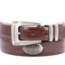 Auburn Tigers Men's Collegiate Leather Belt. Auburn Gift. Tigers Belt. War Eagle. Brown Croc Pattern Full Grain Finish With Metal Conchos.