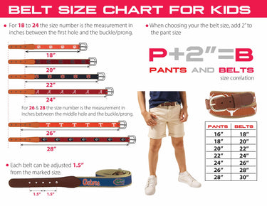 Youth Size Kentucky Wildcats Collegiate Woven Ribbon Belt. Tan Full Grain Leather Tabs. Boys Size Wildcats Belt. Kids UK Ribbon Belt.
