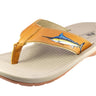 Marlin Men's Fishing Sandal, Tan Leather Strap Boating Flip Flop, Embroidered Fish Design, Cushioned Insole, Non-Slip Boating Shoe.