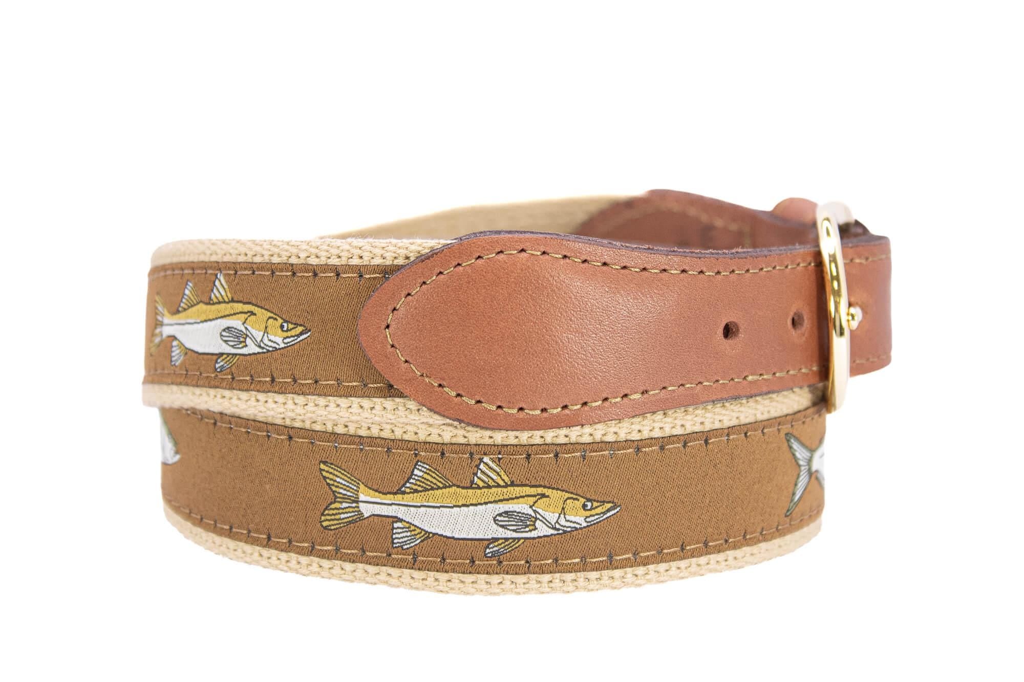 Backcountry Slam Men's Woven Ribbon Belt, Brown Fishing Belt, Boating Gift, Tarpon, Redfish, Snook, Speckled Trout. Tan Leather Tabs.