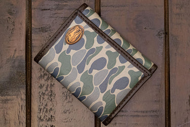 Florida Gators Men's Trifold Old School Camo Leather Wallet. Gift For Gator Fan. Quality Full Grain Leather With Antique Copper Logo.