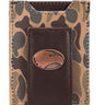 Georgia Southern Eagles Men's Magnetic Front Pocket Old School Camo Leather Wallet. Gift For GATA Fan. Leather With Antique Copper Logo