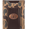 Auburn Tigers Men's Magnetic Front Pocket Old School Camo Leather Wallet. Gift For War Eagle Fan. Quality Leather With Antique Copper Logo