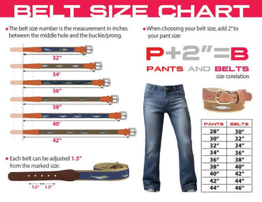 Offshore Slam Men's Woven Ribbon Belt, Brown Fishing Belt, Boating Gift, Mahi Dolphin, Yellow Tuna, Wahoo, Kingfish. Tan Leather Tabs.