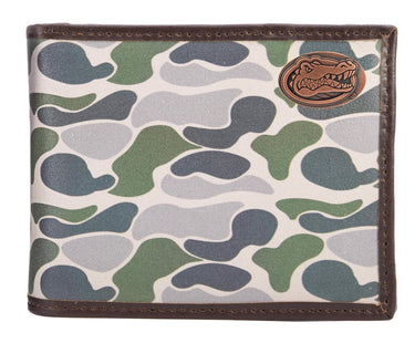 Florida Gators Men's Bifold Old School Camo Leather Wallet. Gift For Gator Fan. Quality Full Grain Leather With Antique Copper Logo.