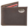 LSU Tigers Men's Collegiate Bifold Leather Wallet. LSU Passcase Wallet. Tigers Gift. Silver Metal Concho Emblem.