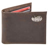 Memphis Tigers Men's Collegiate Bifold Leather Wallet. Memphis Passcase Wallet. Tigers Gift. Silver Metal Concho Emblem.