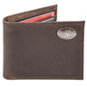 Oklahoma State Cowboys Men's Collegiate Bifold Leather Wallet. OKS Passcase Wallet. Cowboys Gift. Silver Metal Concho Emblem.