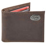 Florida Gators Men's Collegiate Bifold Leather Wallet. UF Passcase Wallet. Gators Gift. Silver Metal Concho Emblem.