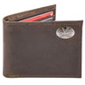 Virginia Cavaliers Men's Collegiate Bifold Leather Wallet. Virginia Passcase Wallet. UVA Gift. Silver Metal Concho Emblem.