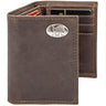 Memphis Tigers Men's Collegiate Trifold Leather Wallet. Tigers Wallet. Memphis Merch. Memphis Tigers Gift. Silver Metal Concho Emblem