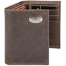 Mississippi State Bulldogs Men's Collegiate Trifold Leather Wallet. MSU Wallet. MSU Merch. MS State Gift. Silver Metal Concho Emblem