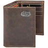 Florida Gators Men's Collegiate Trifold Leather Wallet. Florida Wallet. UF Merch. Gators Gift. Silver Metal Concho Emblem