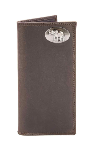 Alabama Crimson Tide Men's Collegiate Secretary Leather Wallet. Long Roll Tide Wallet. Alabama Roper Wallet. Bama Gift. Silver Concho Emblem