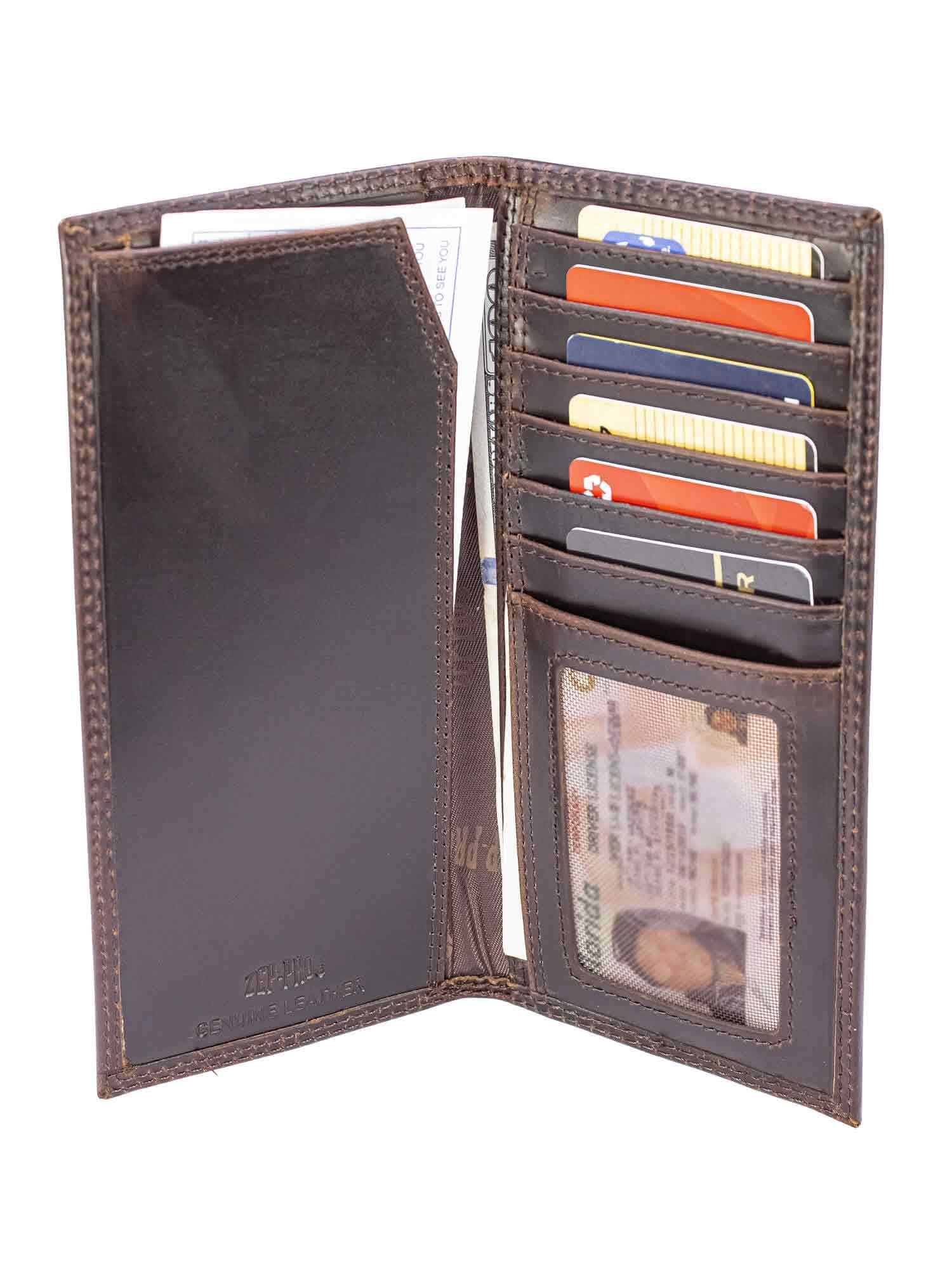 Virginia Tech Hokies Men's Collegiate Secretary Leather Wallet. VT Long Wallet. Hokies Roper Wallet. VT Gift. Silver Concho Emblem