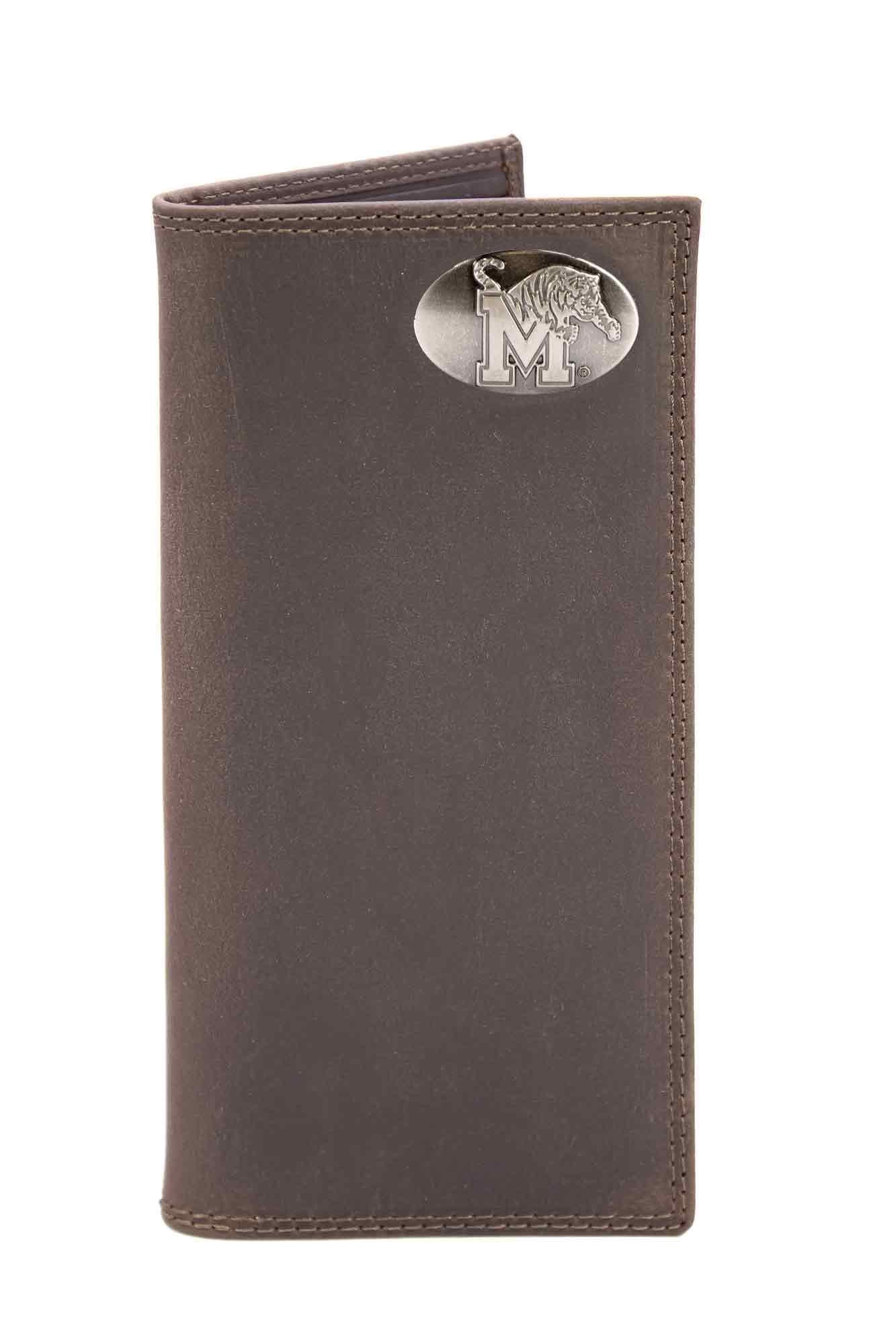 Memphis Tigers Men's Collegiate Secretary Leather Wallet. Memphis Long Wallet. Tigers Roper Wallet. Memphis Gift. Silver Concho Emblem