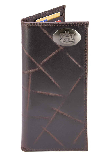 Auburn Tigers Men's Collegiate Secretary Leather Wallet. Auburn Long Wallet. Tigers Roper Wallet. War Eagle Gift. Silver Concho Emblem
