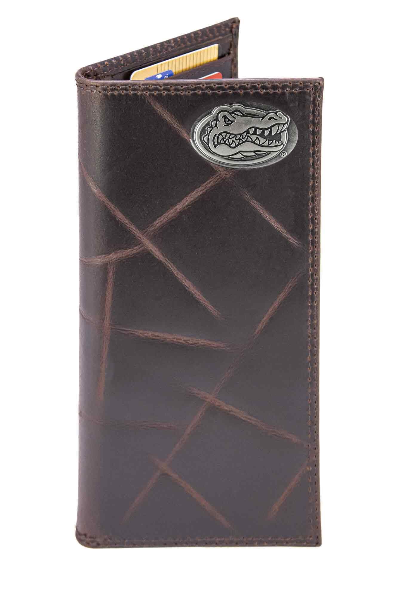 Florida Gators Men's Collegiate Secretary Leather Wallet. Gators Long Wallet. UF Roper Wallet. UF Gators Gift. Silver Concho Emblem