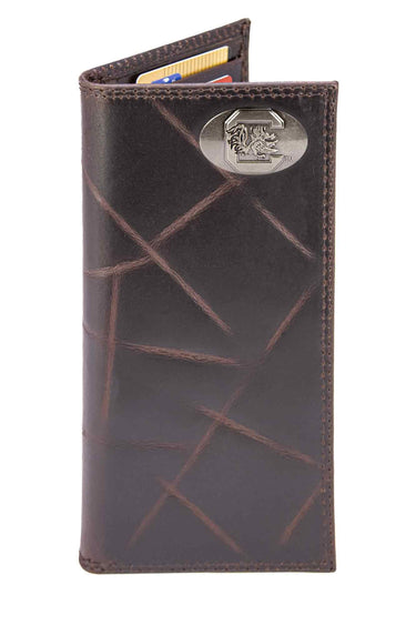 South Carolina Gamecocks Men's Collegiate Secretary Leather Wallet. USC Long Wallet. Carolina Roper Wallet. USC Gift. Silver Concho Emblem