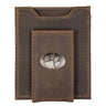 Clemson Tigers Men's Collegiate Magnetic Front Pocket Leather Wallet. Tigers Wallet. Clemson Slim Wallet. Silver Concho Emblem