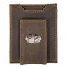 Clemson Tigers Men's Collegiate Magnetic Front Pocket Leather Wallet. Tigers Wallet. Clemson Slim Wallet. Silver Concho Emblem