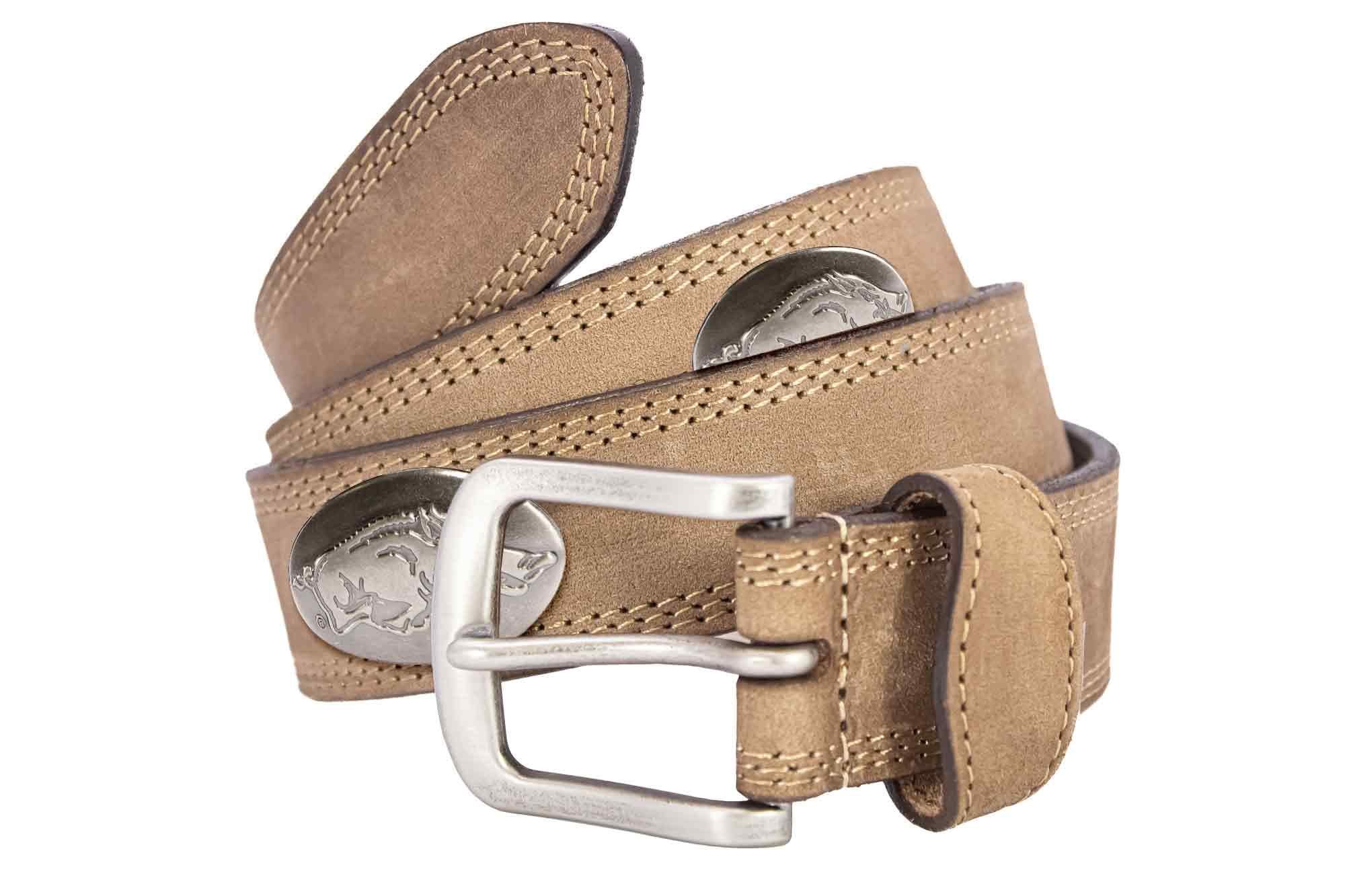 Arkansas Razorbacks Men's Collegiate Leather Belt. ARK Merch. Crazy-horse With Metal Emblem Conchos. Arkansas Outdoor Rugged Belt.