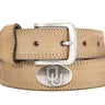 Oklahoma Sooners Men's Collegiate Leather Belt. Sooners Merch. Crazy-horse With Metal Emblem Conchos. OU Outdoor Rugged Belt.