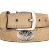 West Virginia Mountaineers Men's Collegiate Leather Belt. WVU Merch. Crazy-horse With Metal Emblem Conchos. WVU Outdoor Rugged Belt.