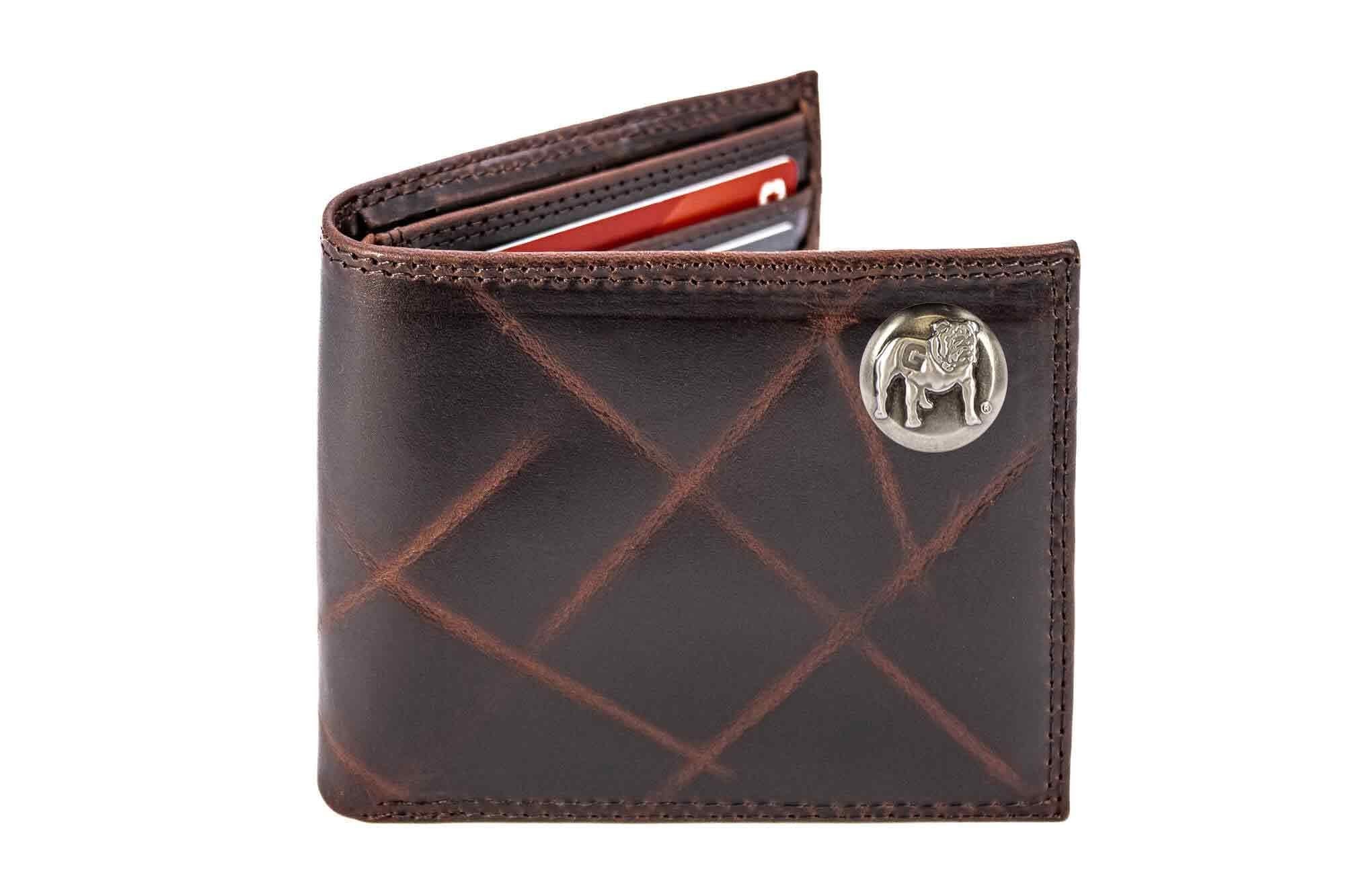 Georgia Bulldogs Men's Collegiate Bifold Leather Wallet. Multi Color Finish