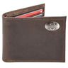 Ohio State Buckeyes Men's Collegiate Bifold Leather Wallet. Ohio State Passcase Wallet. Buckeyes Gift. Silver Metal Concho Emblem.