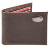 Arkansas Razorbacks Men's Collegiate Bifold Leather Wallet. Hogs Passcase Wallet. Hogs Gift. Silver Metal Concho Emblem.