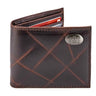 Auburn Tigers Men's Collegiate Bifold Leather Wallet. Auburn Passcase Wallet. War Eagle Gift. Silver Metal Concho Emblem.