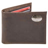 Texas Longhorns Men's Collegiate Bifold Leather Wallet. Texas Passcase Wallet. Longhorns Gift. Silver Metal Concho Emblem.