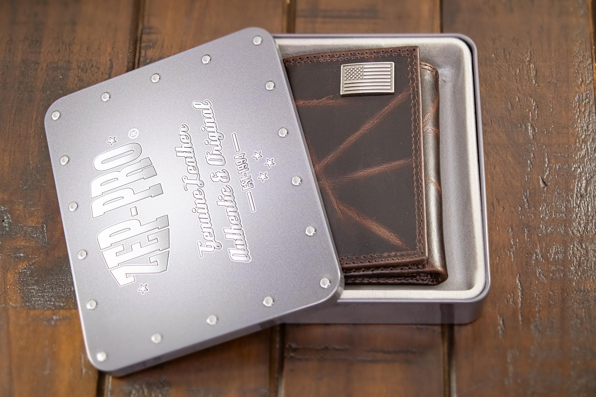 Virginia Tech Hokies Men's Collegiate Trifold Leather Wallet. Virginia Tech Wallet. Hokies Merch. VT Gift. Silver Metal Concho Emblem