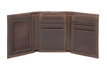 Virginia Tech Hokies Men's Collegiate Trifold Leather Wallet. Virginia Tech Wallet. Hokies Merch. VT Gift. Silver Metal Concho Emblem