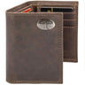 Texas A&M Aggies Men's Collegiate Trifold Leather Wallet. Texas AM Wallet. Aggies Merch. Texas Gift. Silver Metal Concho Emblem