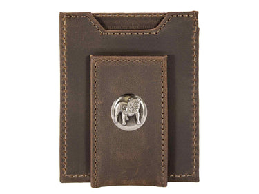 Georgia Bulldogs Men's Collegiate Magnetic Front Pocket Leather Wallet. Dawgs Wallet. UGA Slim Wallet. Silver Concho Emblem