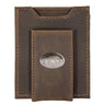 Arkansas Razorbacks Men's Collegiate Magnetic Front Pocket Leather Wallet. Hogs Wallet. ARK Slim Wallet. Silver Concho Emblem