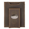 Arkansas Razorbacks Men's Collegiate Magnetic Front Pocket Leather Wallet. Hogs Wallet. ARK Slim Wallet. Silver Concho Emblem