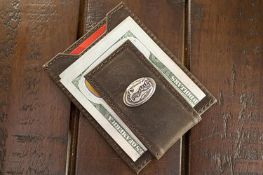 Florida Gators Men's Collegiate Magnetic Front Pocket Leather Wallet. Gators Wallet. UF Slim Wallet. Silver Concho Emblem